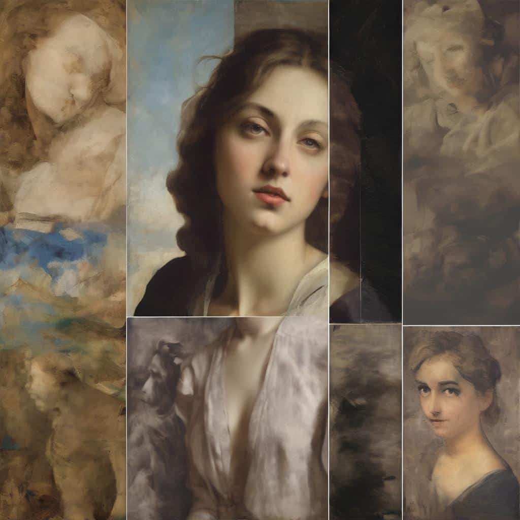 Ζωντανή σύγχρονη τέχνη πορτραίτου και δημιουργικότητας σε ψηφιακή και παραδοσιακή μορφή.